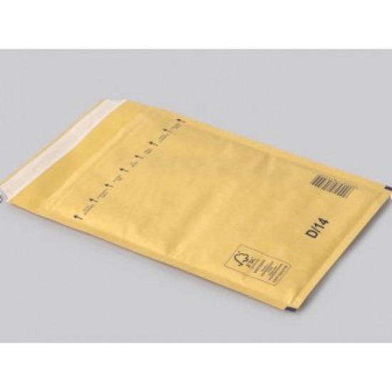 Polsterēta aploksne ar burbuļplēvi D/14, 200x275+50(180x265)mm, dzeltena