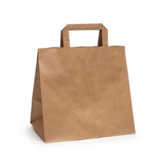 Papīra maisiņš ar rokturiem, 260x170x250mm, 80g/m2, 11.1 l, brūns