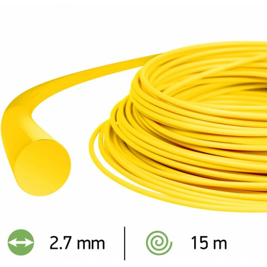 Trimmera aukla 2.7mm /15m dzeltena apaļā