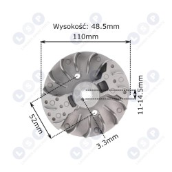 Magnēts krūmgriežiem 43 52 110 mm 11-14,5 mm magnētiskais ritenis (5903794730397)