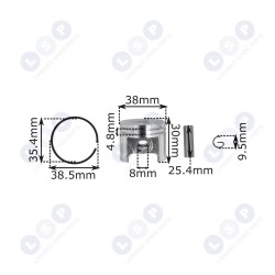 Virzuļa gredzenu tapa Stihl MS170 37mm 8mm (5903794729988)