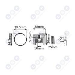 Virzuļa gredzenu tapa Stihl MS180 38mm 10mm (5903794729995)