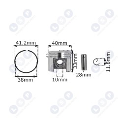 Virzuļa gredzenu tapa Stihli MS230 FS400 40mm 10mm (5903794730014)
