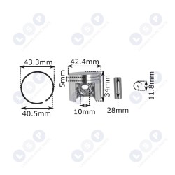 Virzuļa gredzenu tapa Stihl MS230 MS250 42.5mm 10mm (5903794730021)
