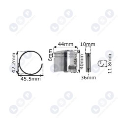 Virzuļa gredzenu tapas NAC krūmgriežiem 44mm 10mm (5903794730069)