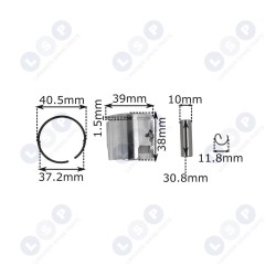 Virzuļa gredzena tapa benzīna motorzāģim 39mm 10mm 3800 (5903794730083)