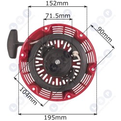 Starteris Honda GX270 dzinējam, apaļie suņu selektori, jerk starter, blīvētājs, špakteļlāpstiņa (5903794719095)