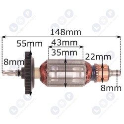 Ротор для дрели GSB 1600. GSB 1600 RE, 2609120235 (5903794704107)