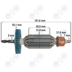 Ротор Makita HP1500, HP1501, HP1510/1600 517108-8 (5903794704497)