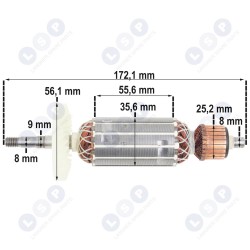 Hitachi G13SE2 G12SE2 G13SB3 dzirnaviņu rotors, 360603 (5903794704855)