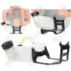 Pilnībā aprīkota degvielas tvertne krūmu griezējam, tvertnes stiprinājums ()