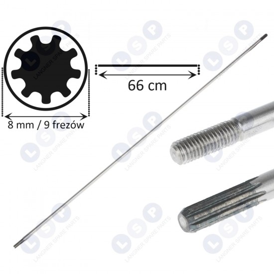 Piedziņas vārpsta benzīna krūmgrieža vārpstai 9 griezēji 8 mm 66 CM (5903794734487)