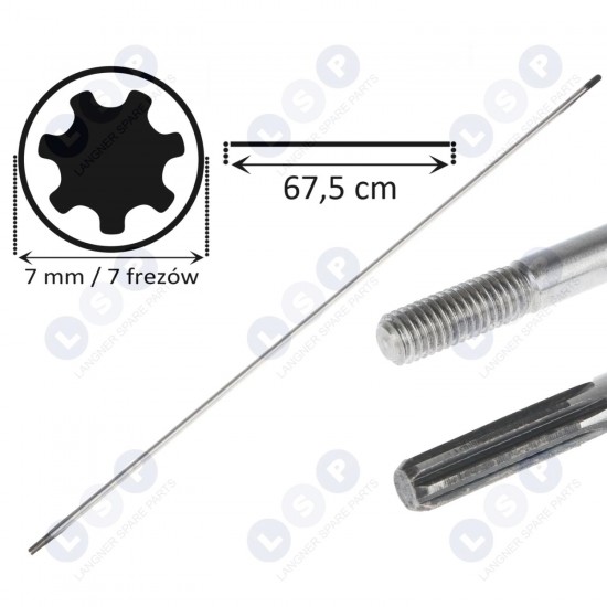 Piedziņas vārpsta benzīna krūmgrieža vārpstai 7 griezēji 7 mm 67,5 CM (5903794734494)