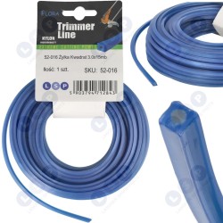 Kvadrātveida aukla 3,0 mm x 15 m neilona ar serdi krūmgriežu trimmeriem (5903794712843)