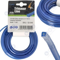 Pastiprināta aukla kvadrātveida 2,4 mm x 15 m neilona ar serdi krūmgriežiem/trimmerim (5903794729940)