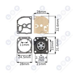 Ремкомплект диафрагмы карбюратора MS 170 180 230 250, 4 шт. (5903794731448)