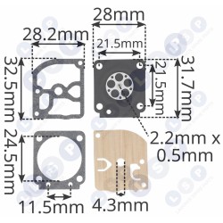 Комплект уплотнений диафрагмы для карбюратора бензопилы ZAMA STIHL (5903794734043)