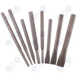 Perforatoru, caurumotāju un kaltu komplekts, 8 daļas, garums 189–254 mm (5903794726321)