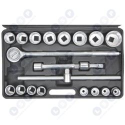 Uzgriežņu atslēgu komplekts ar sprūdrata atslēgu 3/4' 19-50mm 20 gab. ()