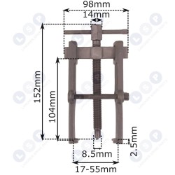 Gultņu novilcējs 17-55x104mm 2 sviru logu tīrītāja sviras tapa ģeneratora skavai (5903794718906)