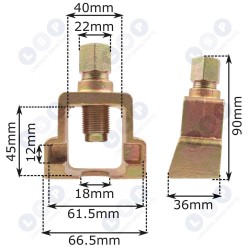 Lodveida šarnīru novilcējs stieņu galiem 45x40mm (5903794719026)