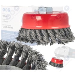 Stiepļu birste 100 mm M14 PRIEKŠĒJĀ VĪTA STIEPĻA slīpmašīnām (5903794734913)