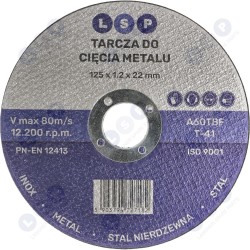 Metāla griešanas disks 125 INOX NERŪSĒJOŠAIS TĒRAUDS INOX (5903794727182)