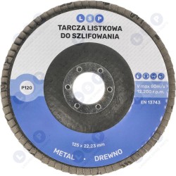Slīpēšanas disks 125 P120 KOKA, METĀLA, TĒRAUDA slīpēšanai (5903794734654)