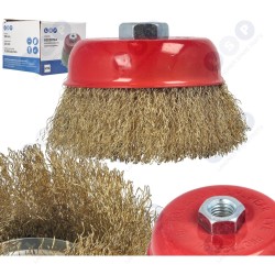 Stiepļu birste 100MM M14 slīpmašīnām, misiņa pārklājuma (5903794734890)