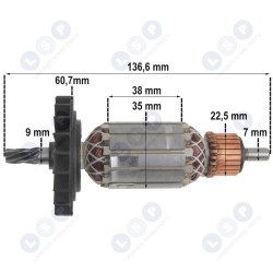 Rotors urbjmašīnai BOSCH GBH 2-28F 2-28 DV 2-28 DFV (pilns komplekts)