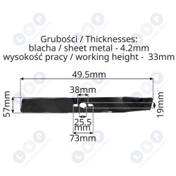 NAC LP50 LS50 S511 LS50-575 pļaujmašīnas asmens mulčēšanai 495 mm (5903794737952)