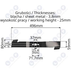 Zāles pļāvēja asmens 50CM NAC TEXAS S511 LP50 LS50 RYOBI RLM52 (5903794737976)