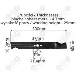 Zāles pļāvēja asmens 50CM NAC S511 LS50 RYOBI HORTMASZ LIDER (5903794738003)