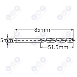 Kobalta metāla urbis 5 mm HSS-E HSSco5 M35 (5903794737235)