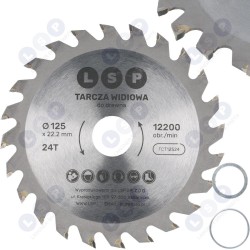 Zāģa asmens ar karbīda uzgali koksnes griešanai slīpmašīnai 125 mm 24 zobu (5903794736702)