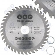 Пильный диск с твердосплавным напылением для резки дерева для шлифовальной машины 125 мм 40 зубьев (5903794736719)