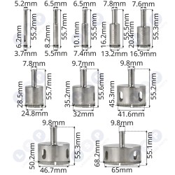 Dimanta caurumzāģi keramikas izstrādājumiem, keramikai un stiklam 6–68 mm (5903794736696)