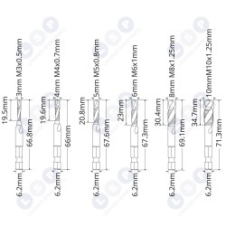HSS vītņošanas urbju komplekts M3–M10 6 gab. urbšanai un vītņošanai (5903794736740)