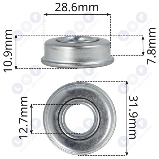 Universāls gultnis benzīna zāles pļāvēja ritenim 12,7 mm x 28,6 mm 4 gab. ()