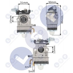 Servisa komplekts ar 15 mm karburatoru 43-52 cm³ krūmgriežiem (5903794738386)