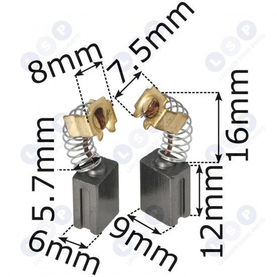 Oglekļa sukas elektroinstrumentiem 6x9x12 mm universālas (5903794709850)